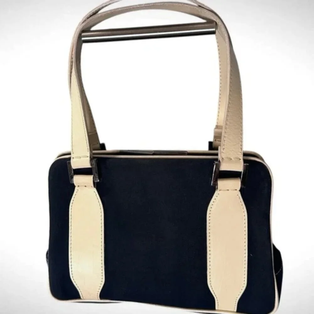 Vintage Fendi‎ Mini Boston Top Handle Bag Navy Blue Satchel Luxury Travel Preppy